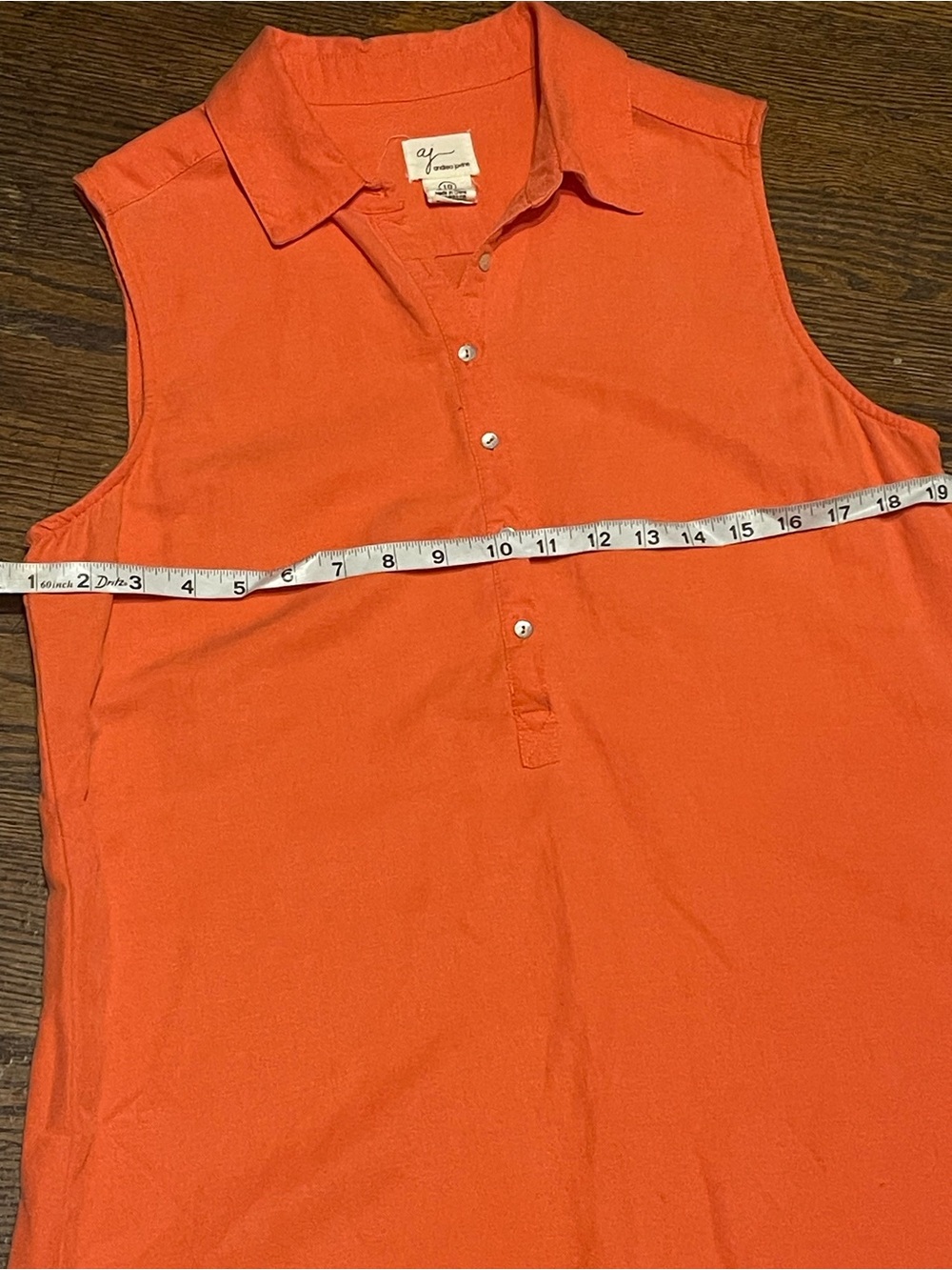 Sleeveless Collared Swim Cover-Up Dress in Orange size 10 58% linen - Picture 11 of 13